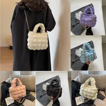 Плиссированная сумка через плечо Bubble Cloud, милая однотонная клетчатая сумка в корейском стиле для подмышек офисного работника